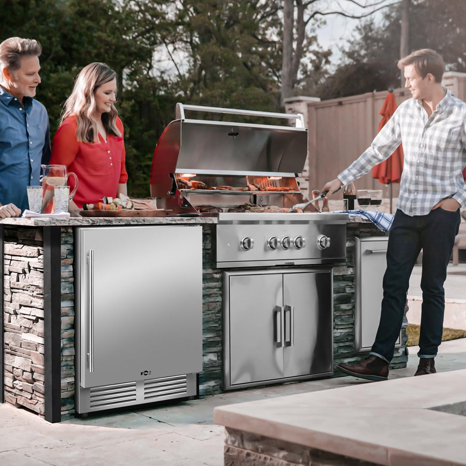 Tylza Outdoor Refrigerator 24 Inch Wide, Stainless Steel Beverage Refrigerator 176 Can For Undercounter Built-In Or Freestanding, For Home And Patio, Water Proof, Fast Cooling, Low Noise, 37-65 °F on Fridge.com - View 5