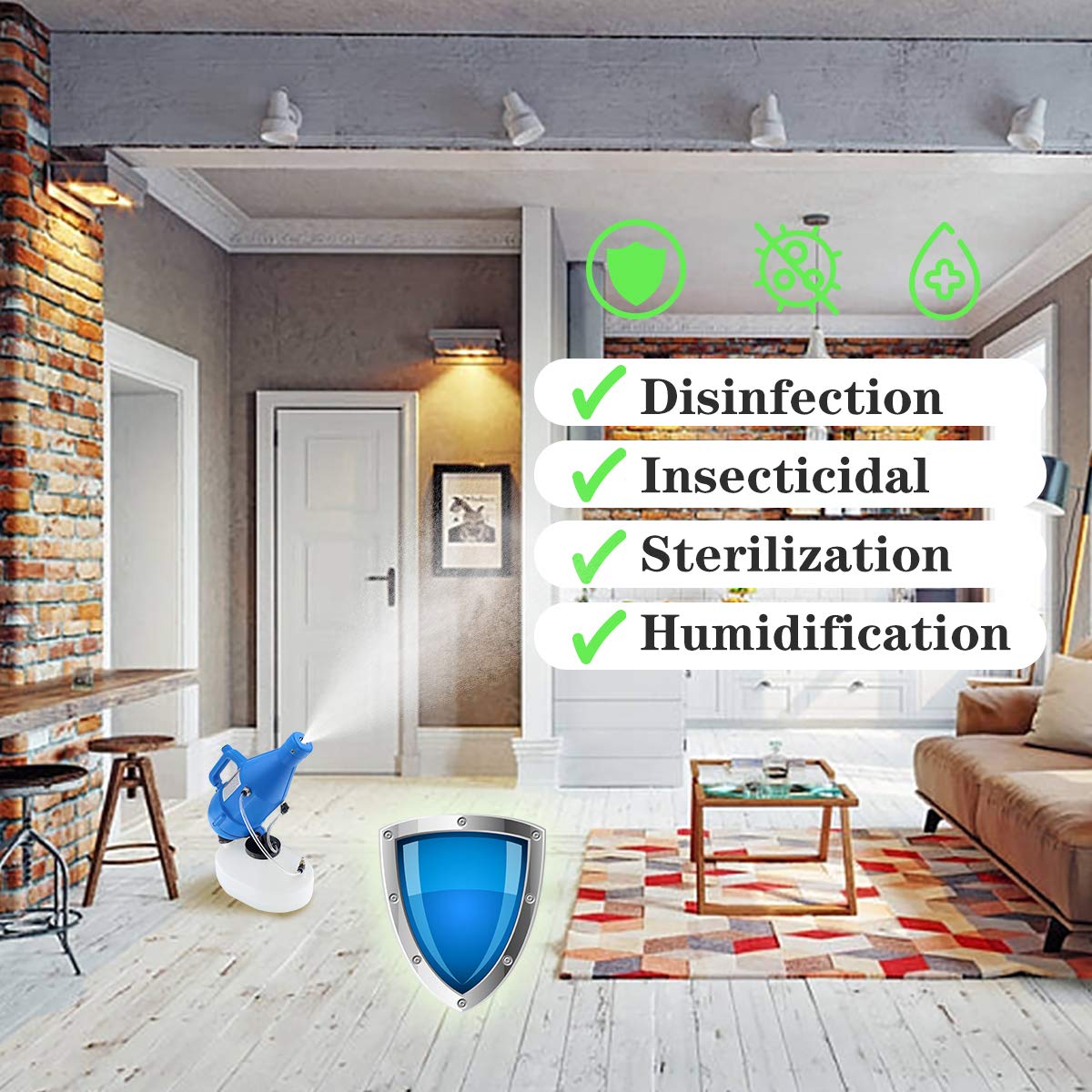 4.5L ULV Pulverizador Nebulizador Eléctrico,1400W Portatil Fogger Máquina de Desinfección 8-10m Distancia de Pulverización para la Jardin Escuela Hotel Hospital