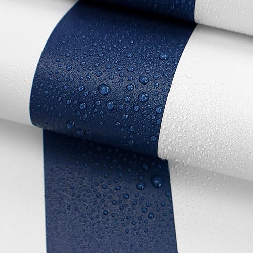 Miniatura 8 de Erfoni Papel tapiz de rayas de 17.7 x 118 pulgadas, papel de contacto azul y blanco, a rayas azul oscuro, papel tapiz autoadhesivo moderno, papel de