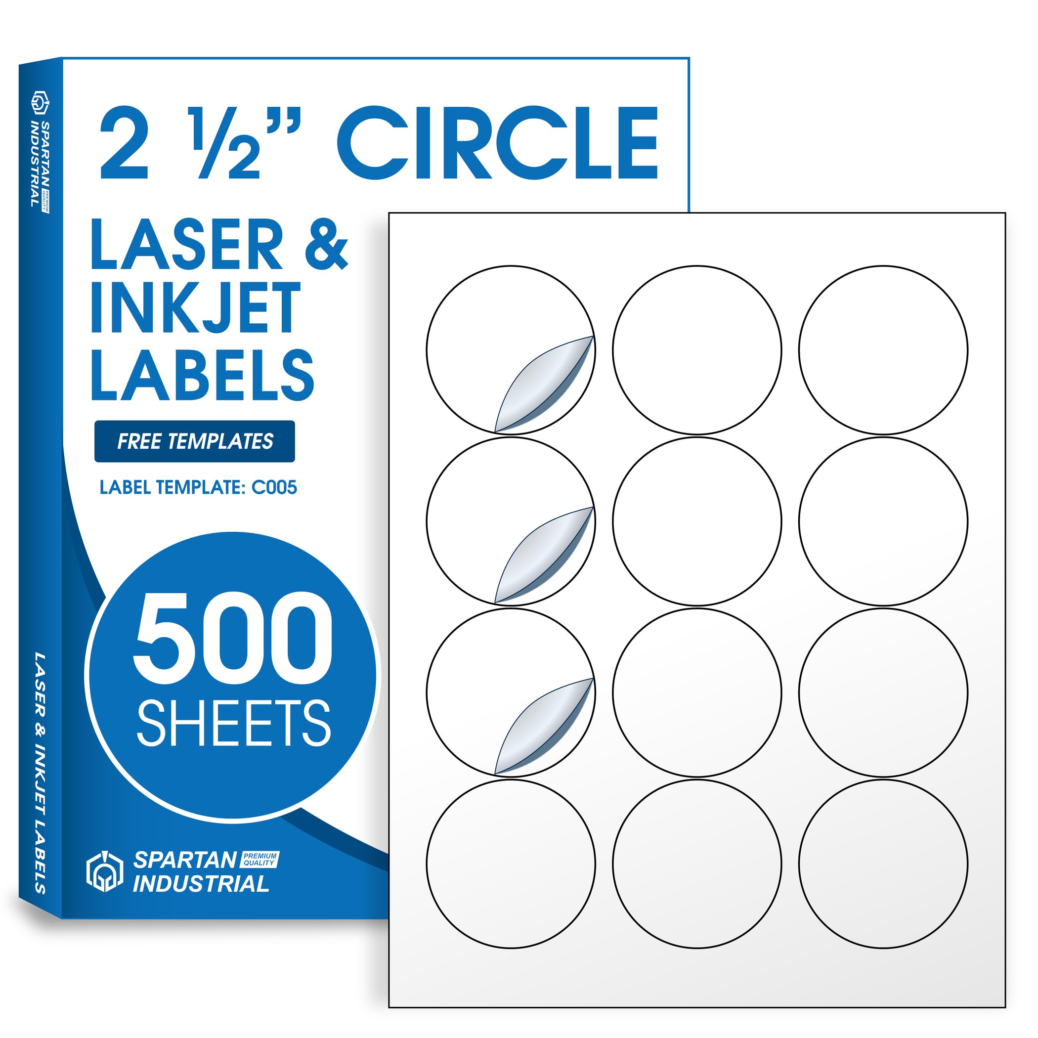 2.5" Printable Round Labels for Laser and Inkjet Printers - 6000 Blank Labels, 500 Sheets for Business Logos, Thank You Stickers, Price Tags, QR Codes
