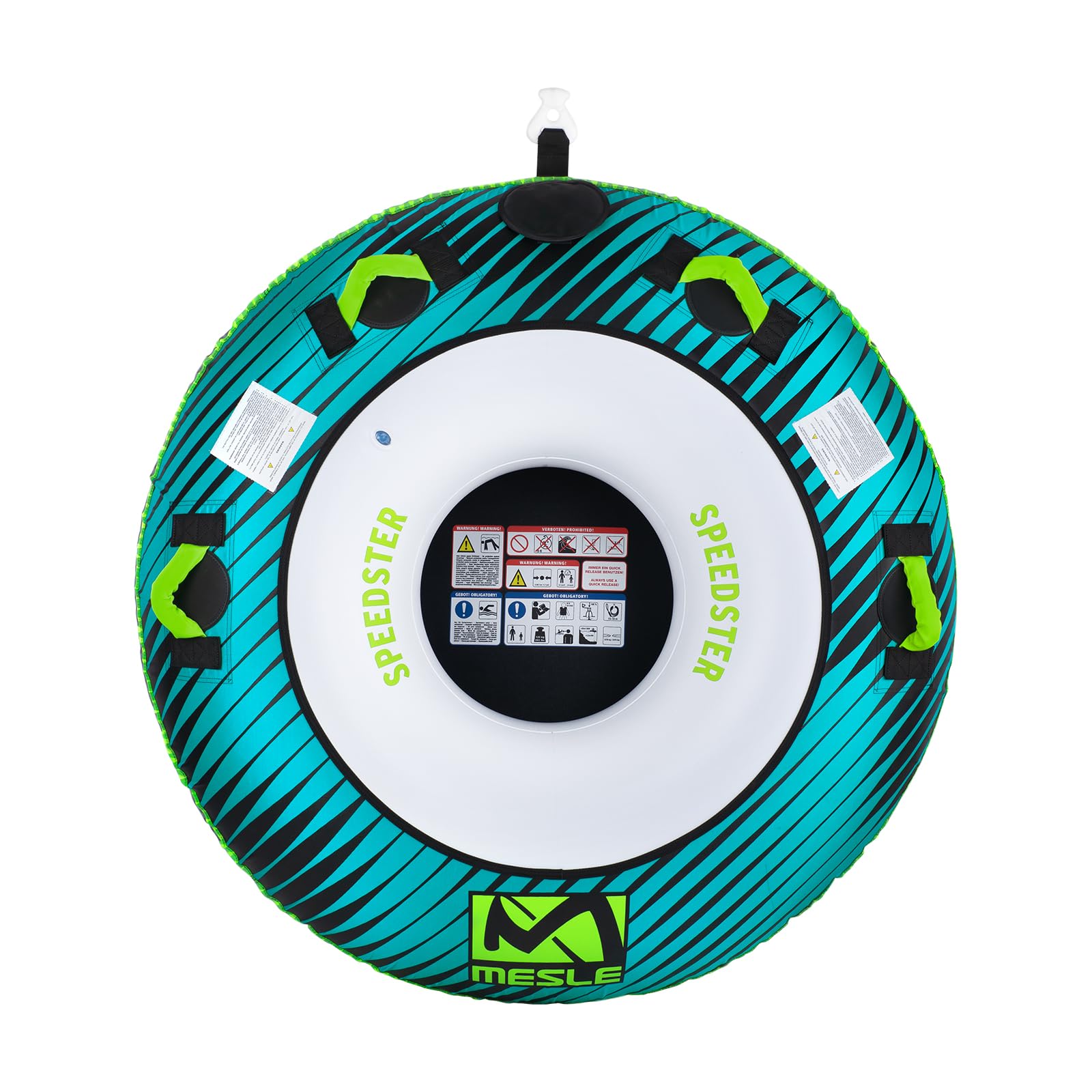 Mesle Funtube Speedster 58", Set mit Leine, Großer 1-2 Personen Wasserreifen aufblasbar, Towable Tube für Kinder & Erwachsene, Schleppring für Boot & Jetski, Wasserreifen zum Ziehen