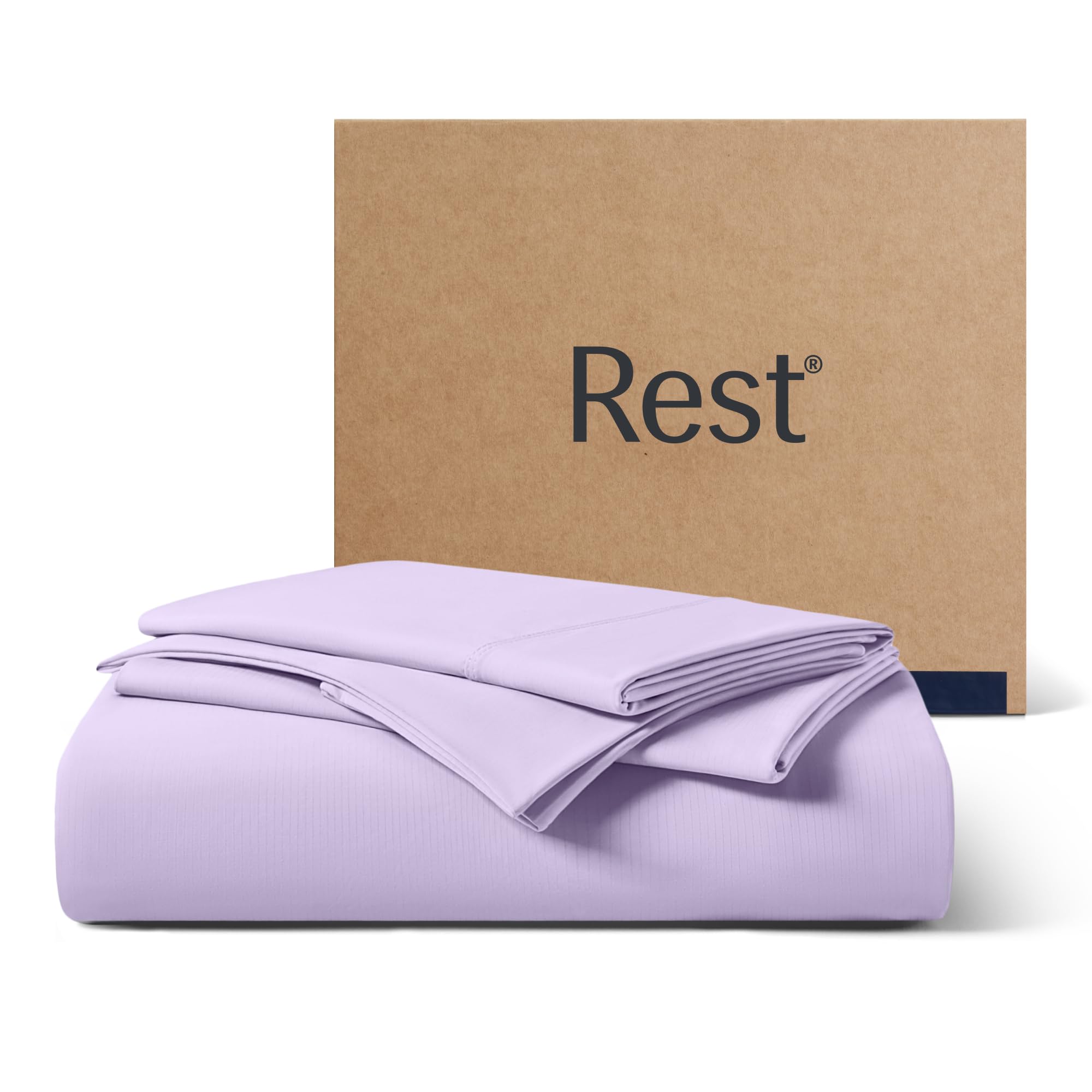 Photo 1 of REST® Evercool®+ Starter Sheet Set, King, Lavender, Breathable Bed Sheets for Hot Sleeper and Night Sweats, with Pillowcases, Ionic+ Self-Cleaning Silver Yarn for Sensitive Skin, 3PCS No Flat Sheet