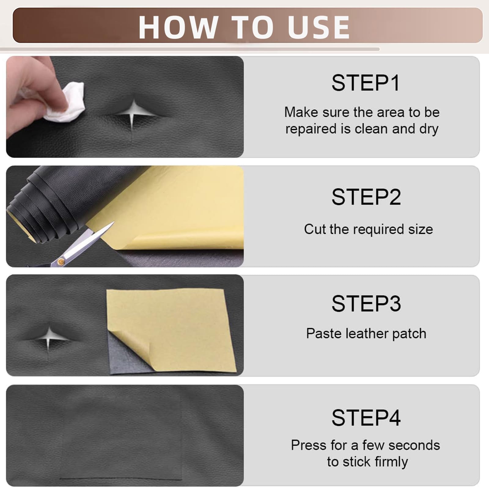Pelle Adesiva TOJUNE Per Riparazioni - 40x200 Cm Bianco | EcoPelle Autoadesiva Per Divani, Sedie E Auto - Foto 4