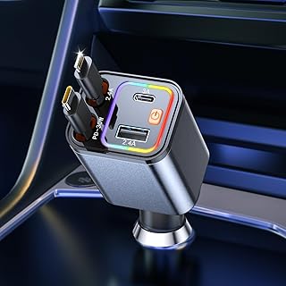 Sponsored You’re seeing this ad based on the product’s relevance to your search query.Learn more about this advertisement BOOTEEK 69 W Retractable Car Charger, 4-in-1 Cigarette Lighter USB C with Charging Cable LED for 12 V/24 V Vehicles, Car Charger Quick Charger Car Accessories Compatible with iPhone / Smartphone