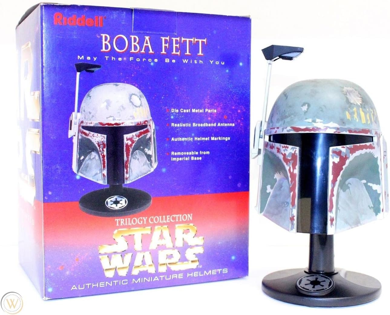 star Wars Fan Club Trilogy Boba Fett Authentic Mini Miniature Riddell Helmet NIB