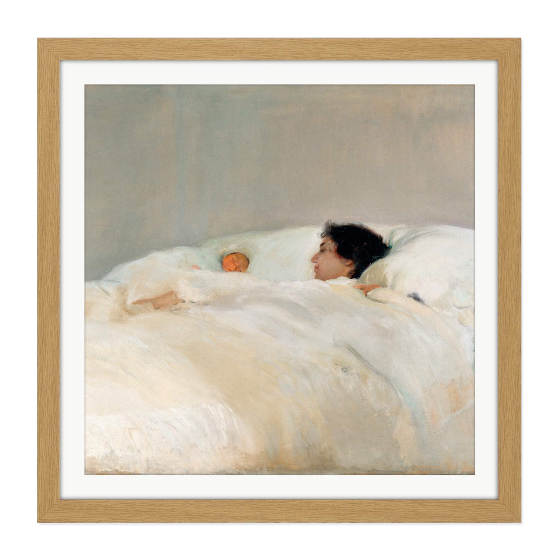 Joaquin Sorolla Y Bastida Mother Square Wooden Framed Wall Art Print Picture 16X16 Inch