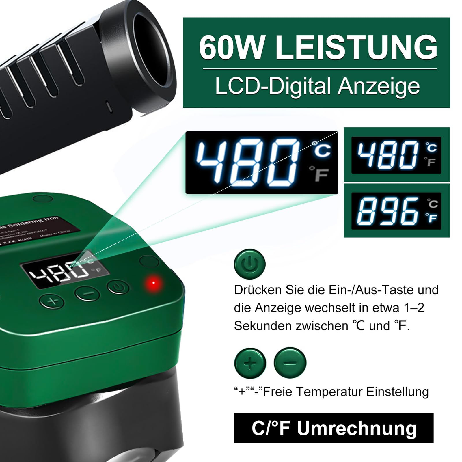 Fer à Souder Sans Fil 60W Batterie Bosch 18V - Chauffage Rapide 8s, Écran LED, USB/Type-C, Portable Pour Bricolage & Réparation