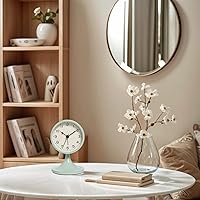 Vista 6 de Lancoon Analog Clock Small Cute Retro Desk Clock Non Ticking Silent Metal Table Alarm Clock for Bedside Bedroom Shelf Living Room Battery Operated