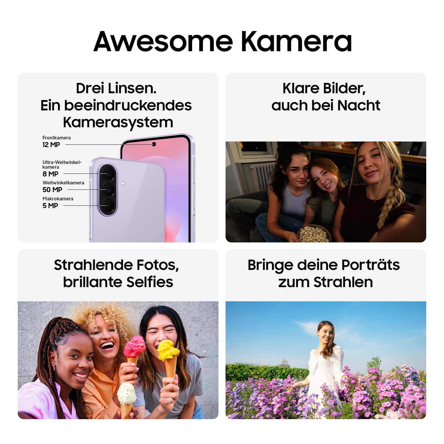 Samsung Galaxy A37 5G, Schlankes AI-Smartphone, Awesome Intelligence, 128 GB Speicherplatz, 50 MP Weitwinkel-Kamera, Bis zu 2 Tage Akkulaufzeit, IP68, Awesome Charcoal, 2,5 Jahre Herstellergarantie