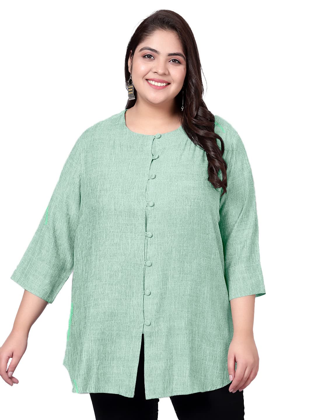 indietoga Women Plus Size Cotton Linen Tunic Tops (2XL to 10XL)-picture-53