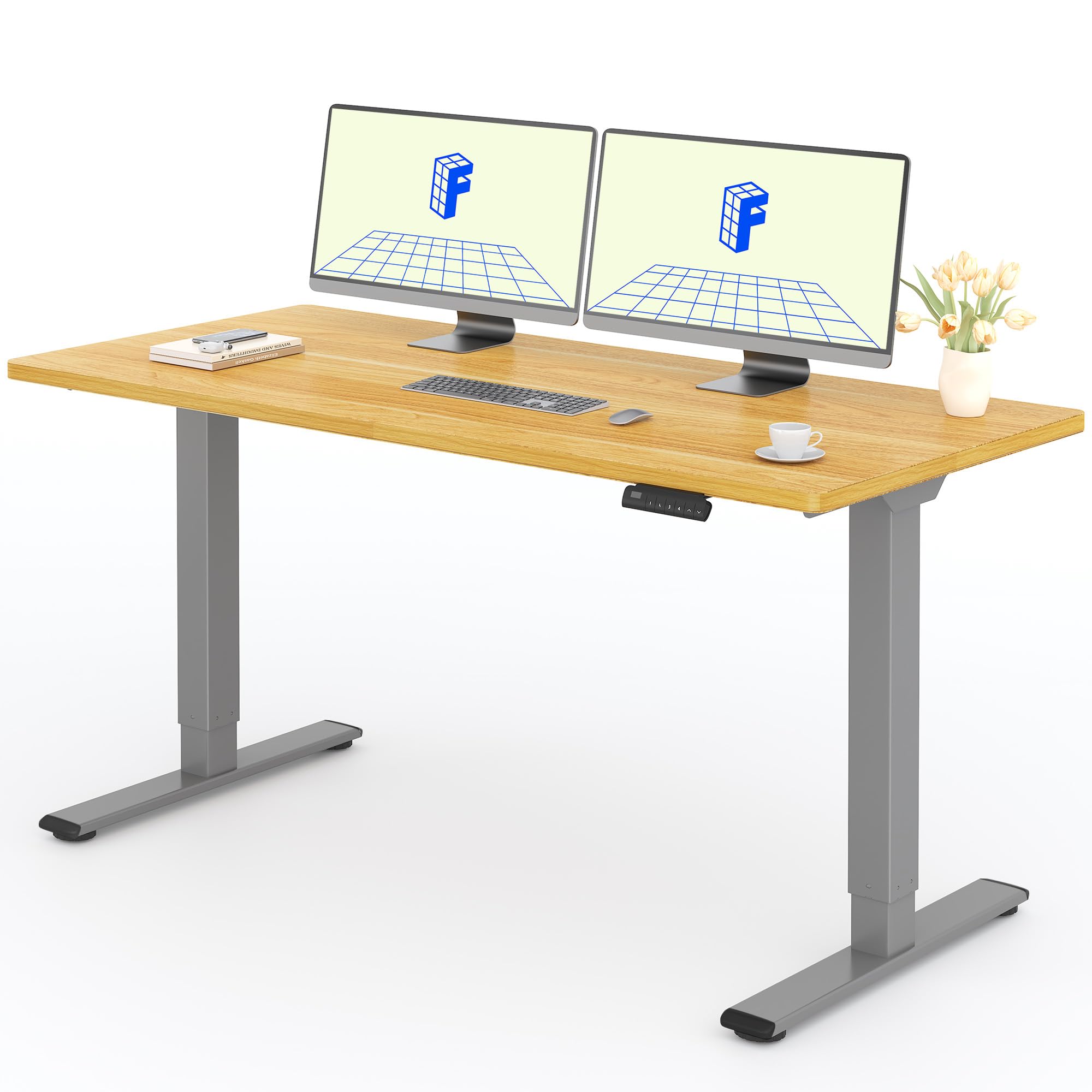 FLEXISPOT Escritorio Elevable Eléctrico 160X80cm con Tablero Entero con 2 Motor, Standing Desk, Mesa Elevable Escritorio de Elevable con 4 Opciones de Memoria Inteligente para Oficina y Hogar-Arce
