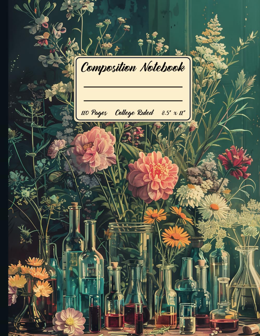 Composition Notebook College Ruled: Vintage Aesthetic Science Lab Tools Illustration Vol.5, Journal for School, College, Office or Work, 110 Pages, 8.5" x 11"