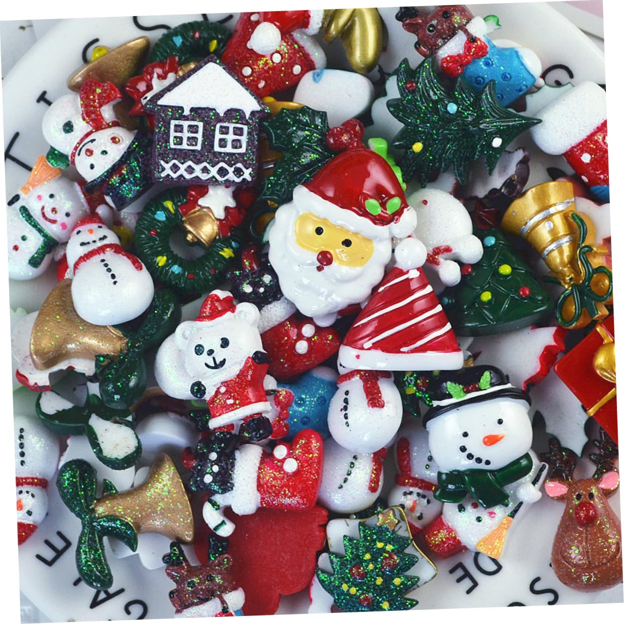 SEWACC 150 Piezas Adorno De Navidad Decoración Navideña En Miniatura Adorno Navideño Encantos De Espalda Plana Árbol De Navidad En Miniatura Adornos Navideños En Miniatura Accesorios Ar