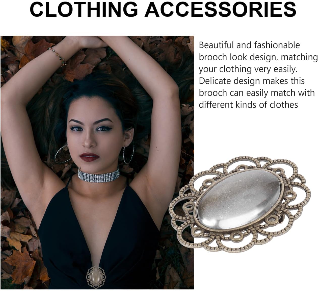 Healifty Vintage Brooch Base Bezels Kit with Dome 1.57X1.25 Inch Copper Pin Back Bottom Holder for DIY Jewelry Making Craft Oval Brooch Findings Tray - Image 2