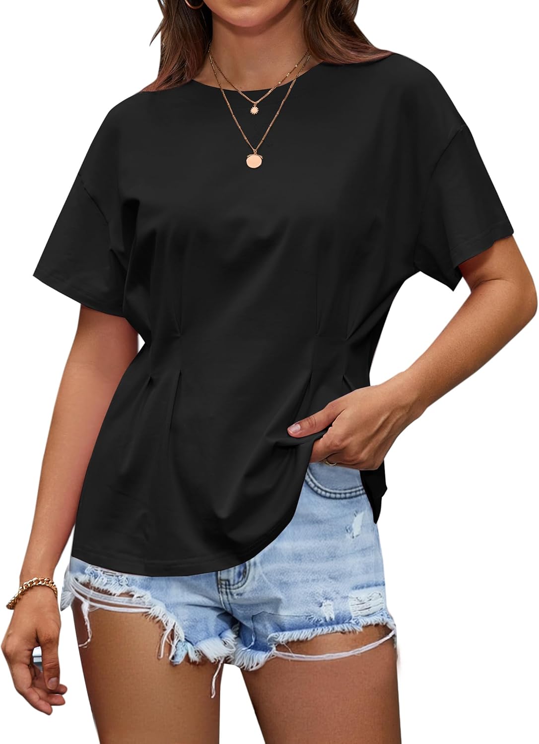 Avanova Women Peplum Top T Shirts Babydoll Short Sleeve Summer Tee - Image 2