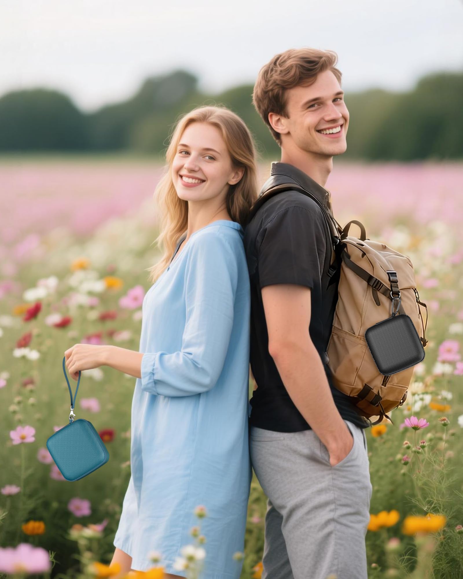 ProCase Etui podróżne do Bose SoundLink Micro 2. generacji i 1. generacji - wytrzymała przenośna torba z karabińczykiem i uchwytem do głośnika, akcesoriami i kablami, niebieska