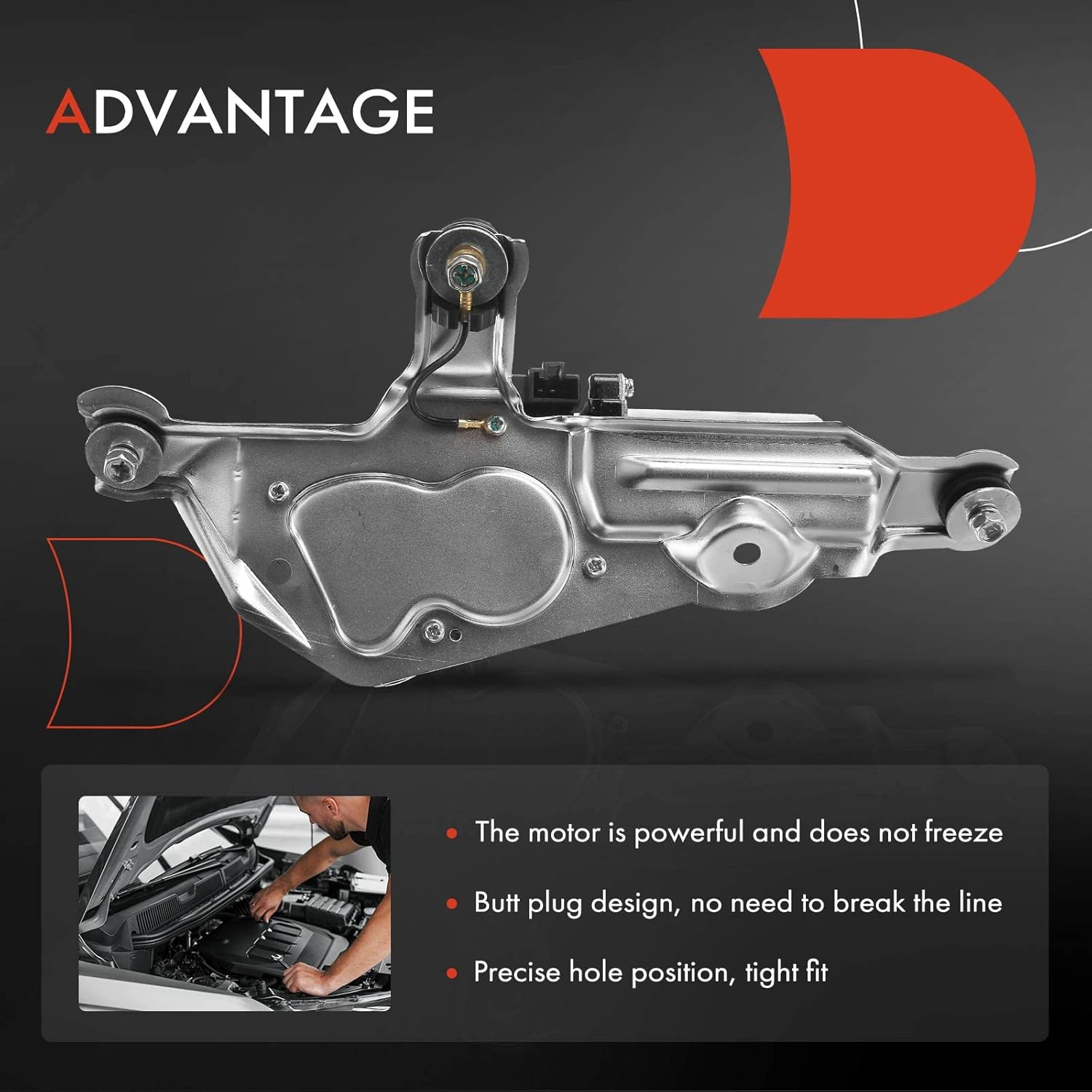 A-Premium Rear Windshield Wiper Motor Compatible with Lexus RX330 2004-2006 3.3L, RX350 2007-2009 3.5L, RX400h 2006-2008 3.3L, 3-Pin, Replace# 8513048030