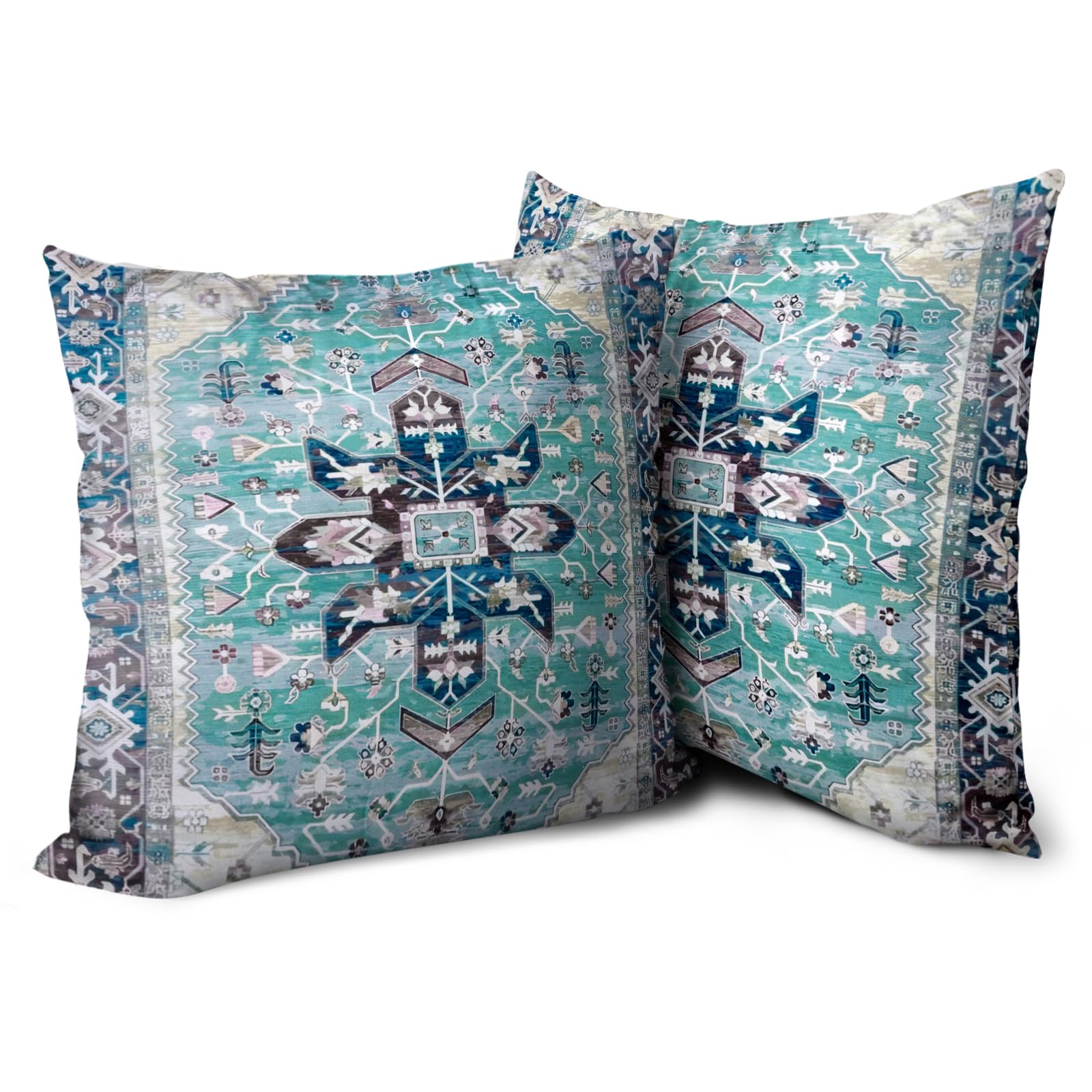 Housse de coussin bohème 66x66 en coton doux lavable grand format double face