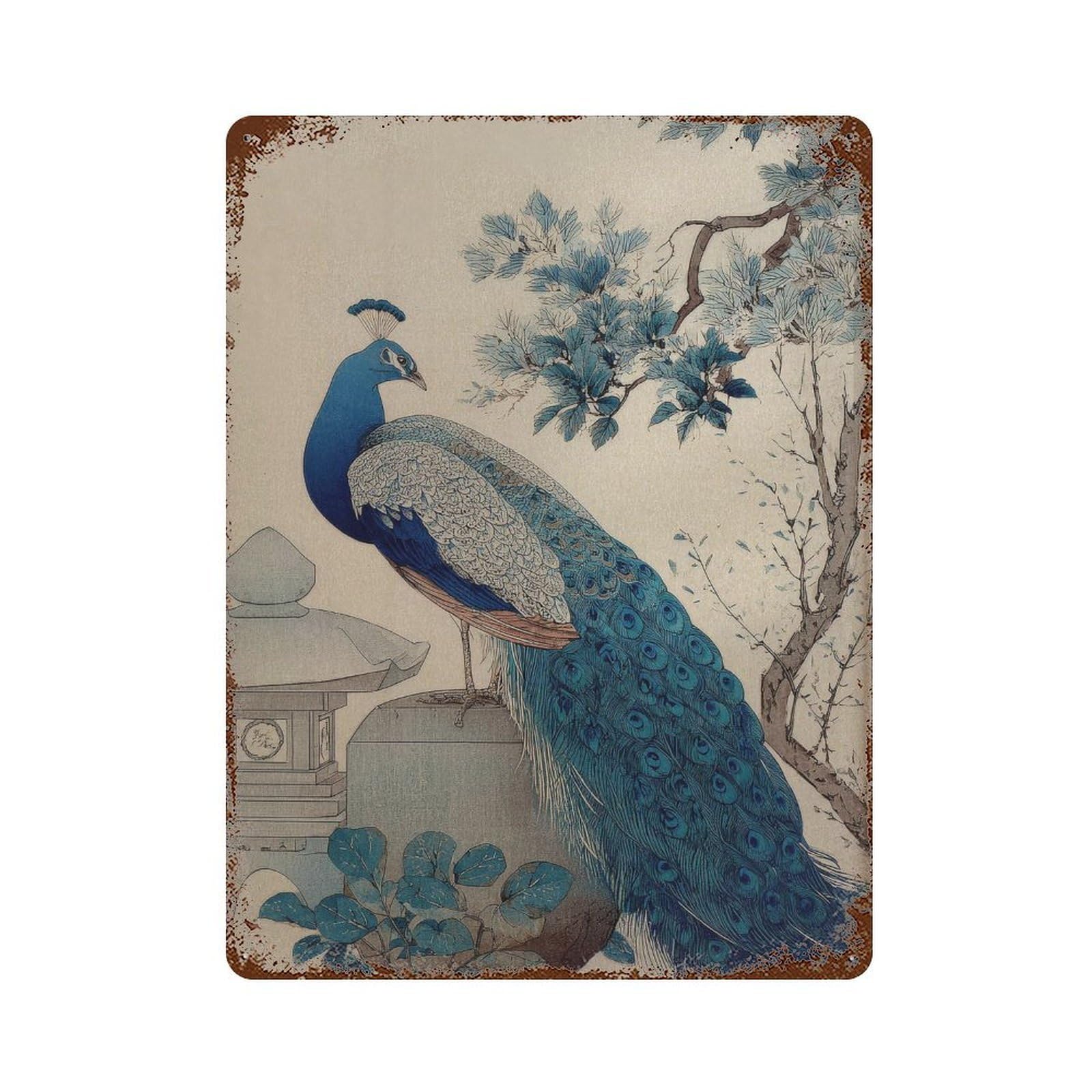 xiaoxiaoshen Peacock. Traditional Japanese Ukiyo Wall Decor Art Metal Tin Poster Modern Home Decor Art Home Bar Shop Decorations Vintage Sign 40x30cm
