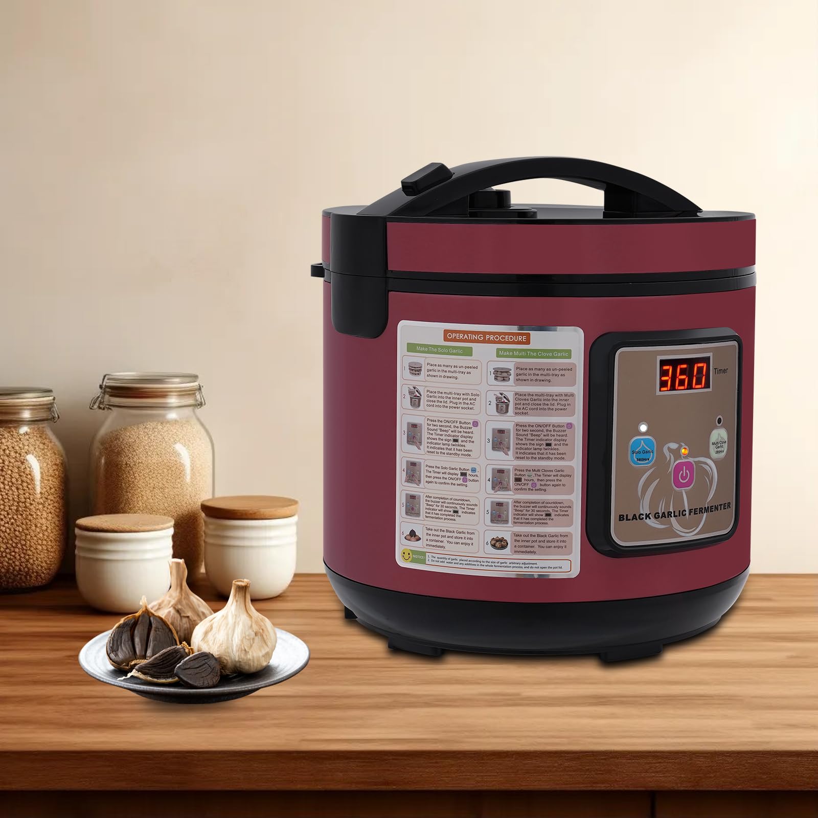 Automatischer Knoblauchfermenter Schwarzer Knoblauch Professioneller Fermenter 5L für Joghurt Natto und Kimchi mit intelligentem Temperaturprogramm 50-85°C