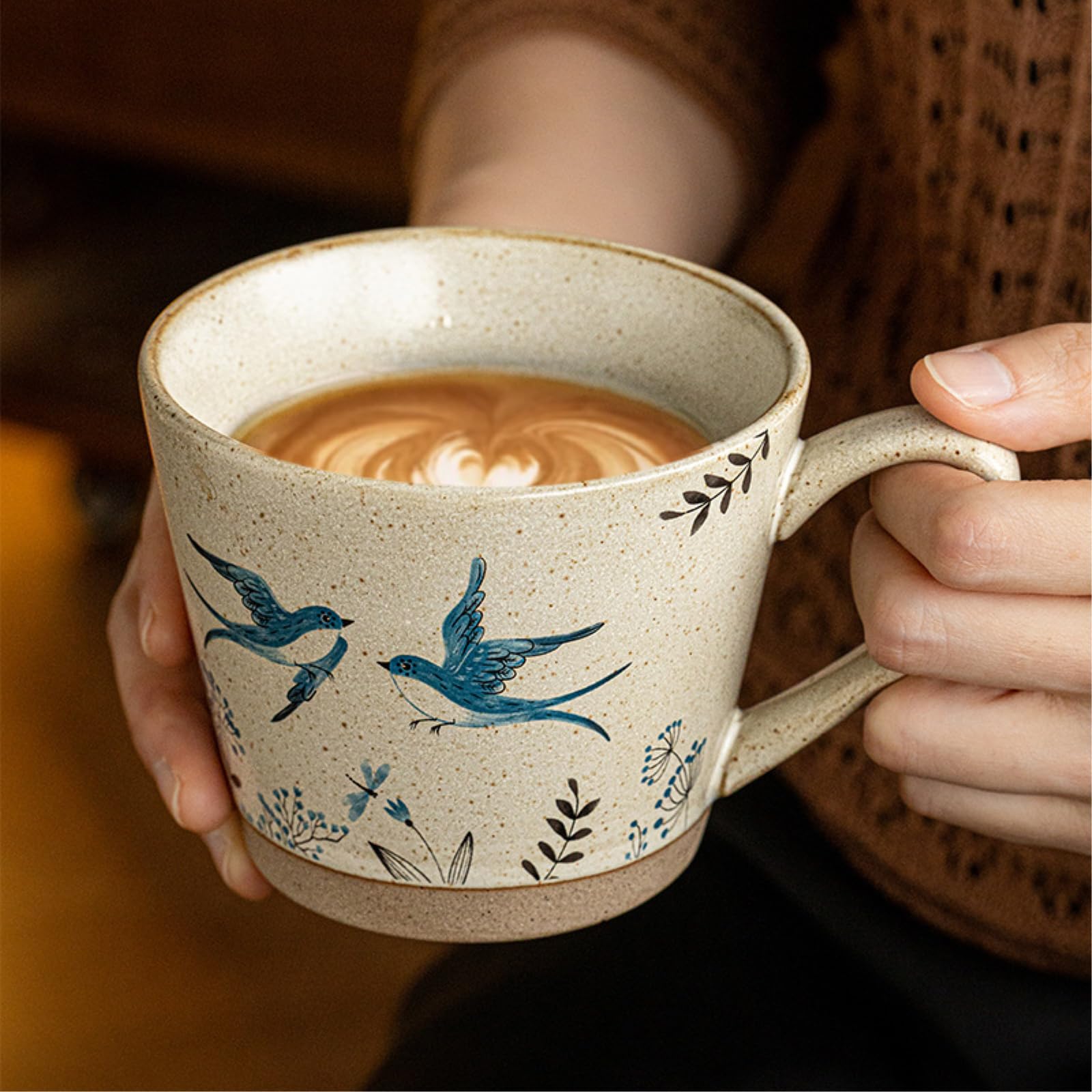 Taza de café de 435 ml, taza de desayuno de oficina, tipo V