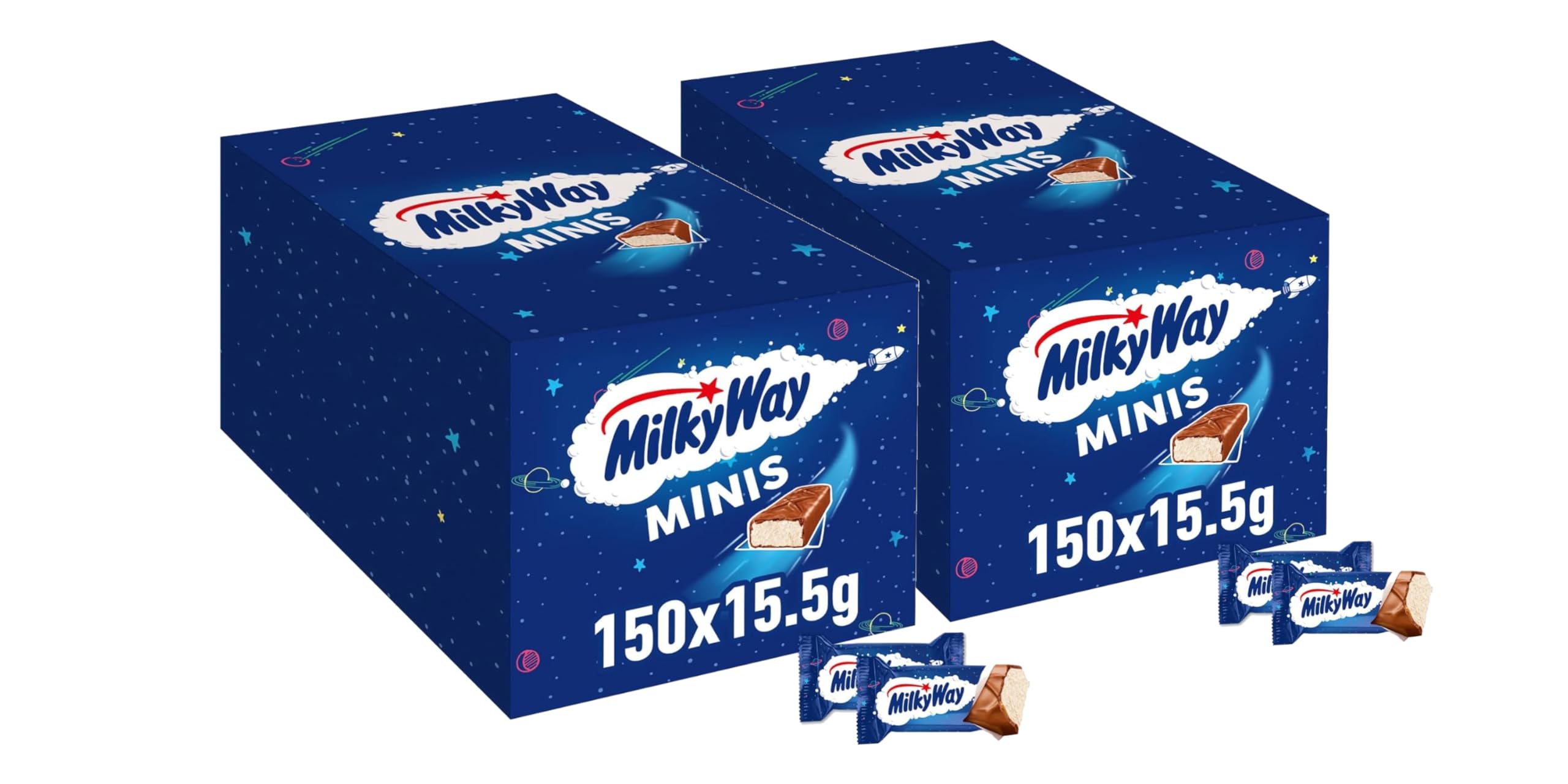 Milky Way Minis Schokoriegel, Schokolade Großpackung, Lockere Milchcreme, 2 x 150 x 15.5g, 4,6kg