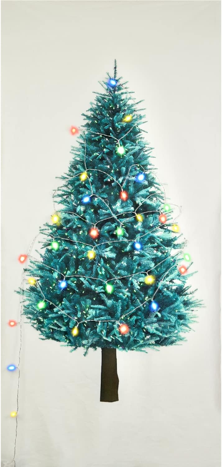 Superbian スペルビアン クリスマスツリー タペストリー 星形イルミネーションライト カラフル クリスマス インテリア デコレーション 壁掛け もみの木 飾り 150 75 ライト