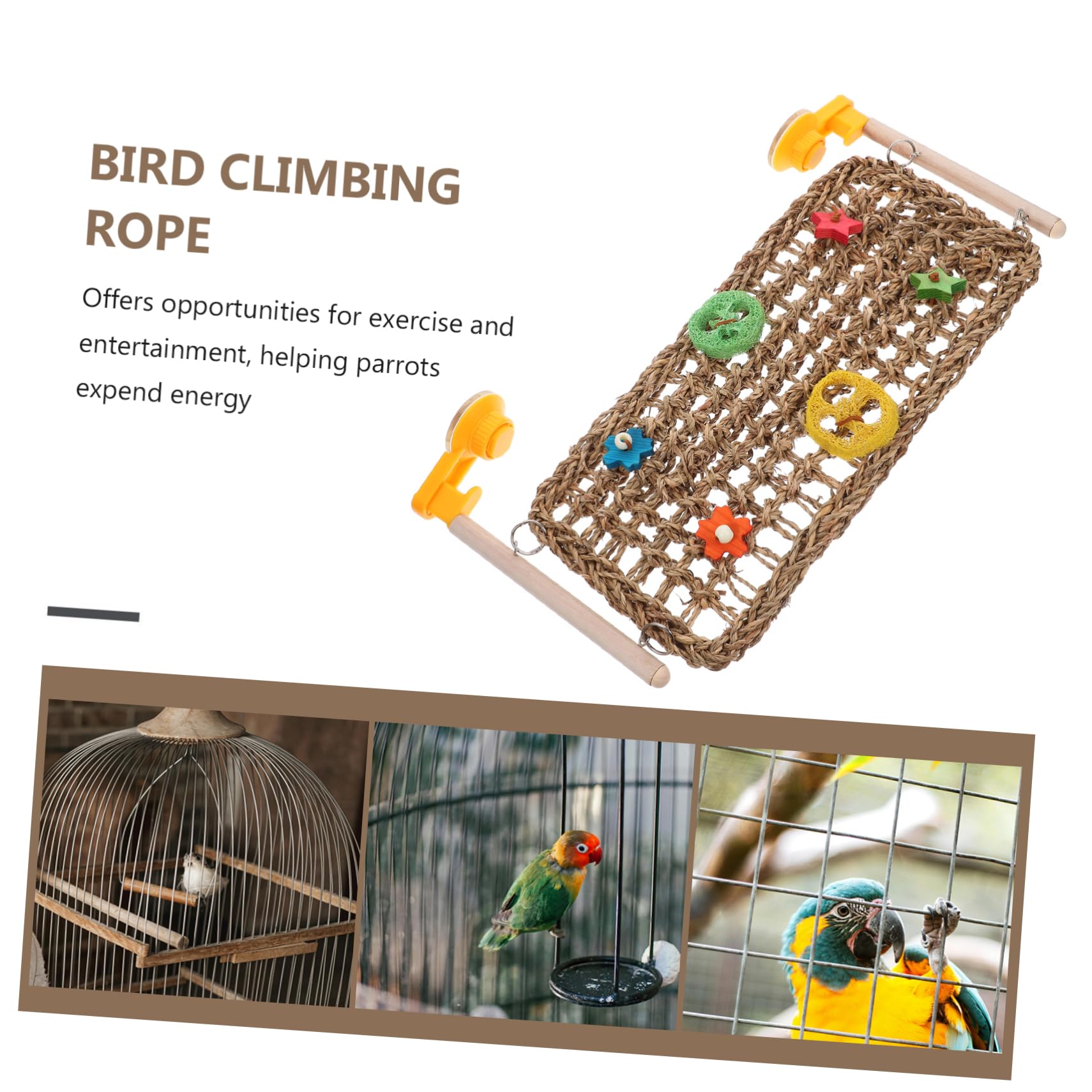 Vogelspielzeug Für Papageien Und Nymphensittiche Woven Hammock Kletterseil Und Kletterleiter Aus Robustem Gras Für Aktives Spielen Und Klettern Im Vogelkäfig
