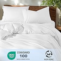 Vista 3 de Shilucheng - Funda de edredón de tamaño completo 100% algodón, 600 hilos, tejido de satén de lujo de algodón egipcio, con cierre de cremallera