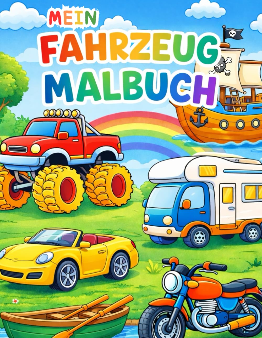 Mein Fahrzeug Malbuch für Kinder ab 3 Jahren : Wohnmobil, Traktor, Bagger, Rennauto, Motorrad, Auto, Boot für jeden ist was dabei! Förderung der ... für Kleinkinder: Malbuch ab 3 Jahren