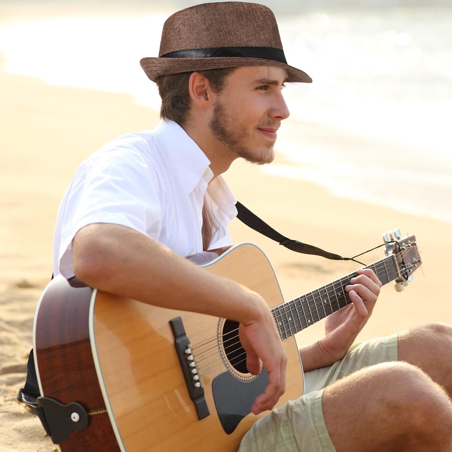 Tarpop 10 Pcs Fedora Hats for Men Women with Brim Unisex Hat Gangster Cap 1920s Party Accessory - Image 5