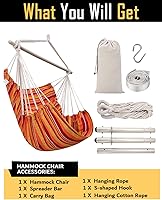 Vista 7 de ADVOKAIR Silla de Hamaca Columpio (227 kg Max) - Silla de Hamaca Colgante con Cuerda para Interior para Dormitorio, Exterior, Patio, Dormitorio