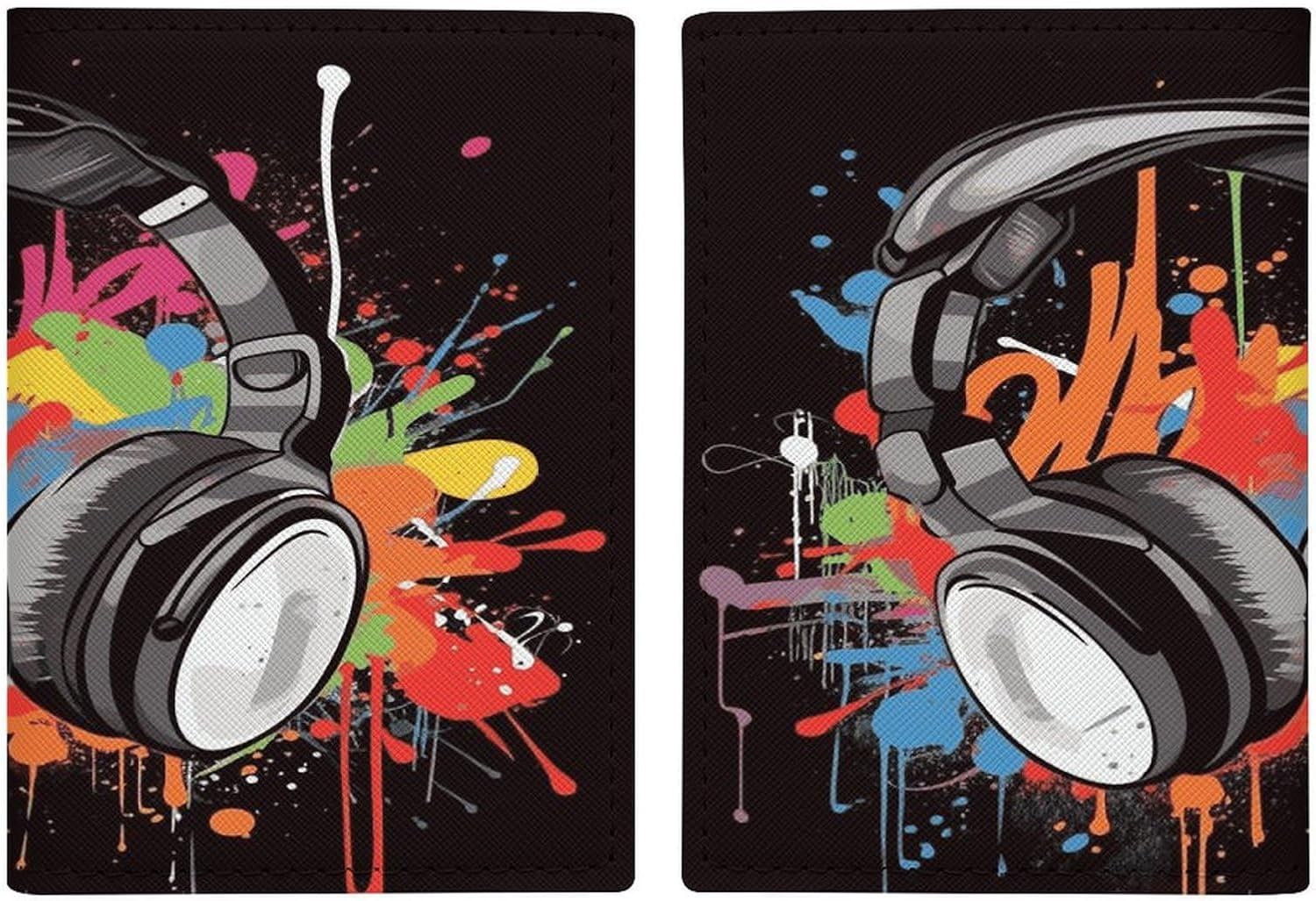 Music Style Passport Holder Travel Passports Wallet with Card Slot Passport Cover PU Passports Protector