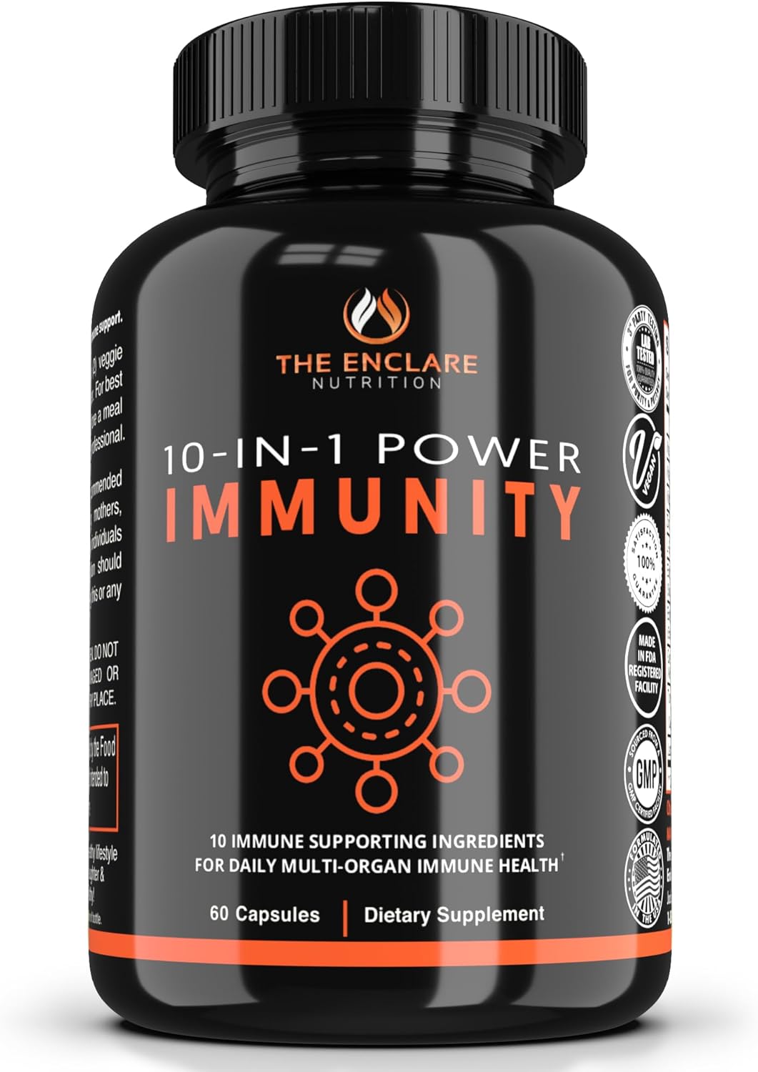 THE ENCLARE NUTRITION 10 in 1 Immune Support Booster Supplement with Echinacea, Vitamin C and Zinc, Turmeric, Ginger, B6, Elderberry for Adults Immunity Defense Vitamins, Made in USA Veg Cap 60 Ct (1) THE ENCLARE NUTRITION 10 in 1 Immune Support Booster Supplement with Echinacea, Vitamin C and Zinc, Turmeric, Ginger, B6, Elderberry for Adults Immunity Defense Vitamins, Made in USA Veg Cap 60 Ct (1)