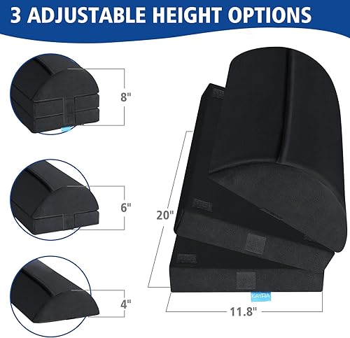 Miniatura 6 de Reposapiés XXL (20 pulgadas) para debajo del escritorio en el trabajo con 3 alturas ajustables, taburete con espuma de carbón de bambú, reposapiés