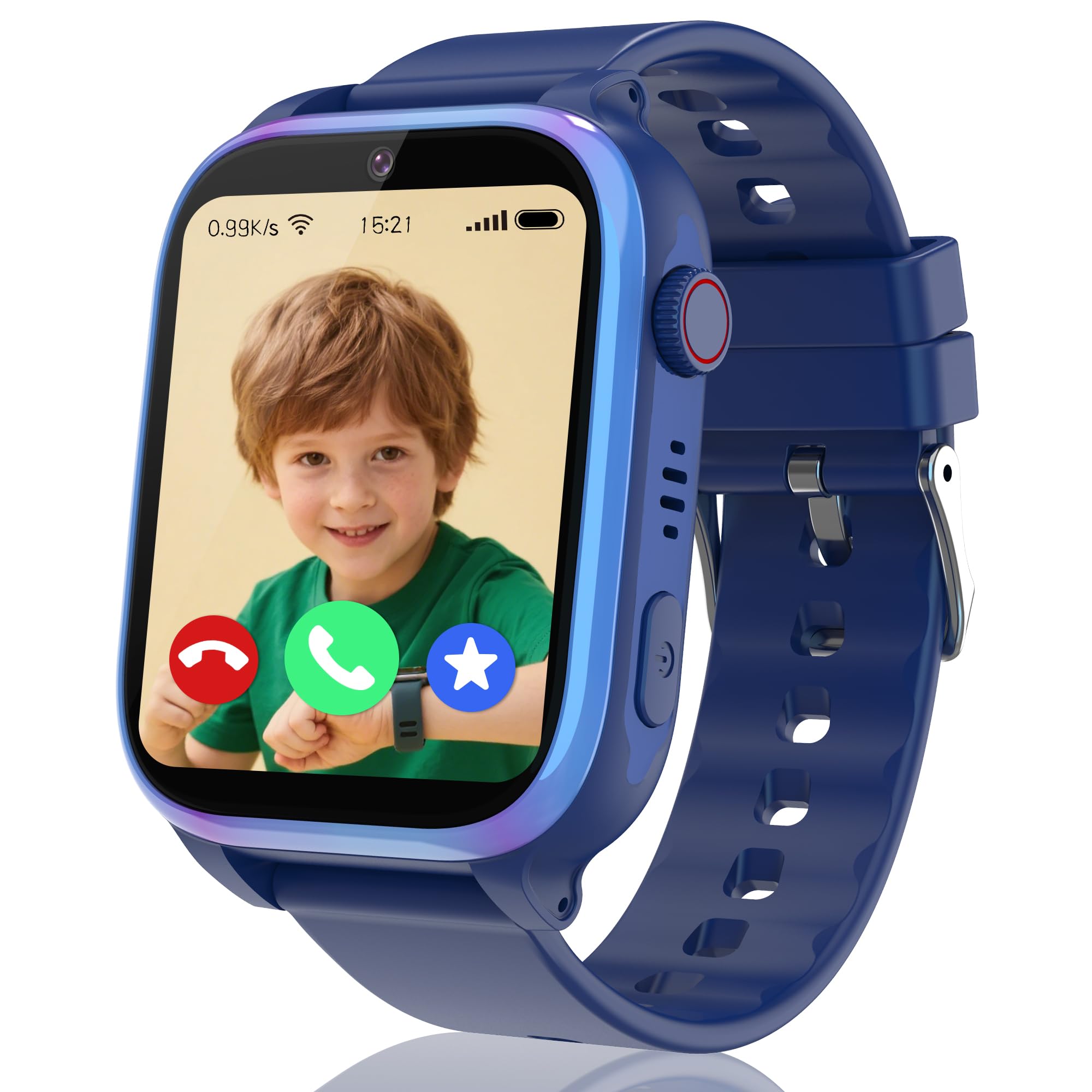 Reloj Inteligente Niño, 4G Smartwatch Niños con GPS y Llamadas, SOS, Chat de Voz, Videollamada, Modo Escuela, IP68 Impermeable, Despertador, Cámara, Juegos, Reloj Niños Regalo para Niñas y niños