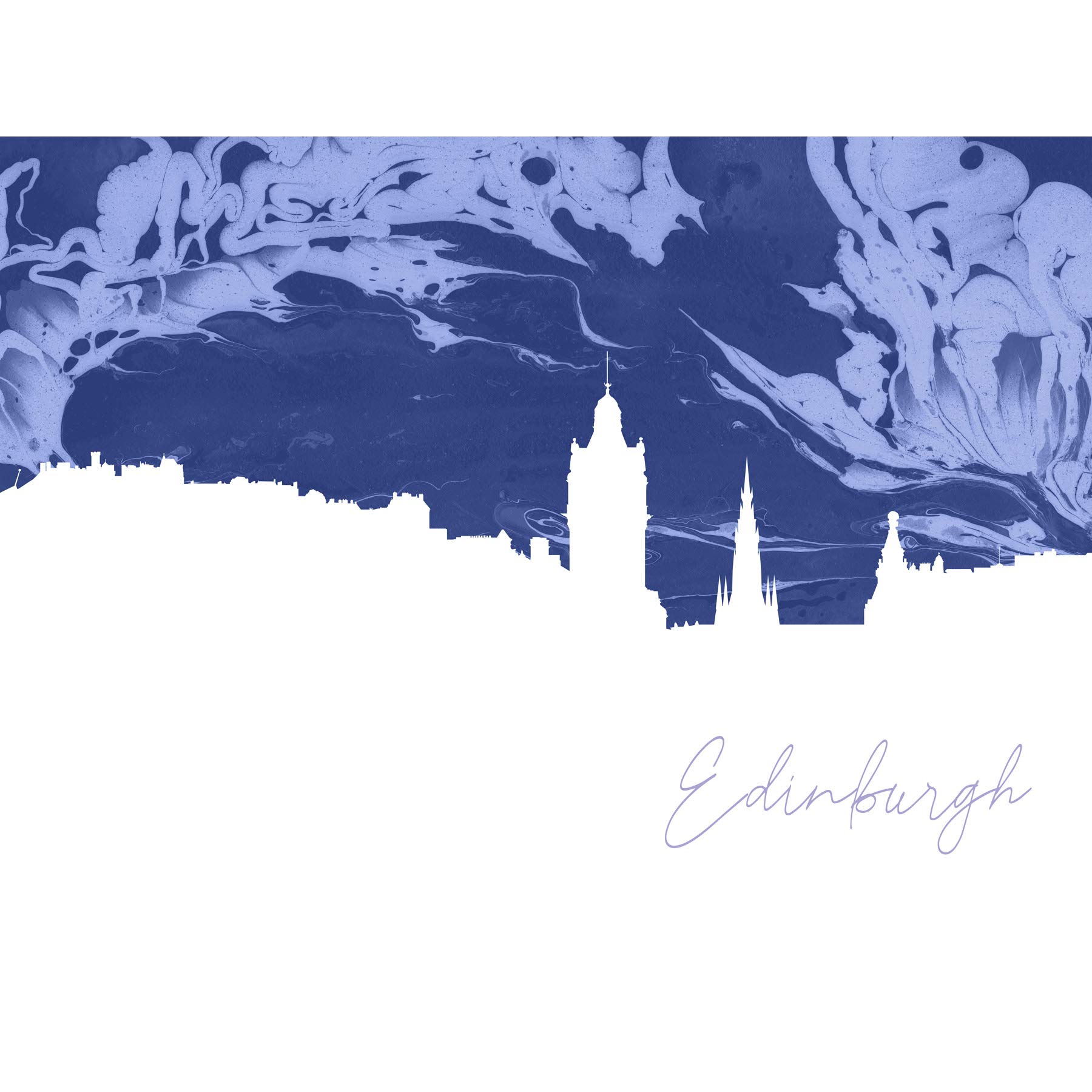 Scotland Edinburgh Cityscape Marble Blue Large Canvas Wall Art Print