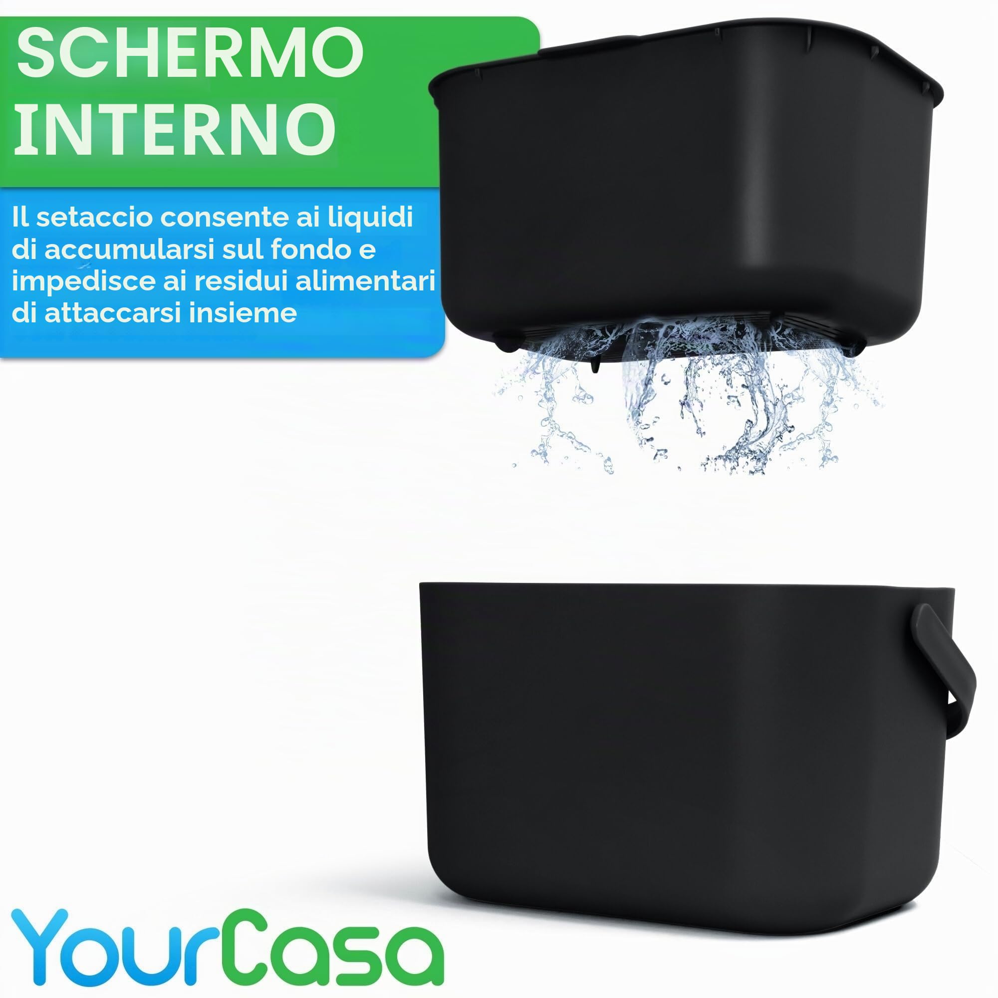 YourCasa Pattumiera biologica da cucina, 5 l, secchio per compost di tutti i giorni, lavabile in lavastoviglie, inodore con filtro e manico ergonomico, cestino per la spazzatura biologico, piccolo