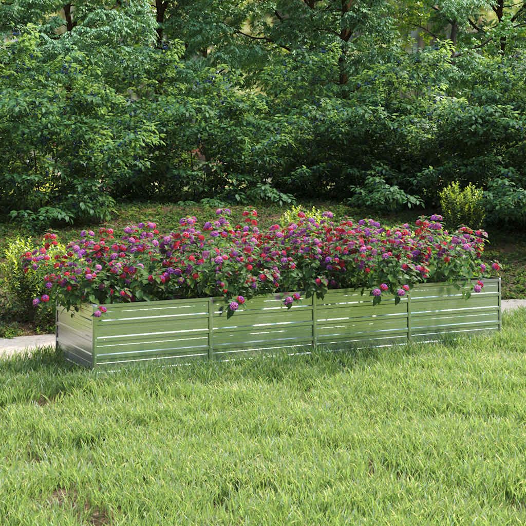 Jardín de 320 x 80 x 45 cm – robusto bancal de acero galvanizado en plata – Gran bancal elevado para jardín, balcón y terraza – perfecto para verduras, hierbas y flores