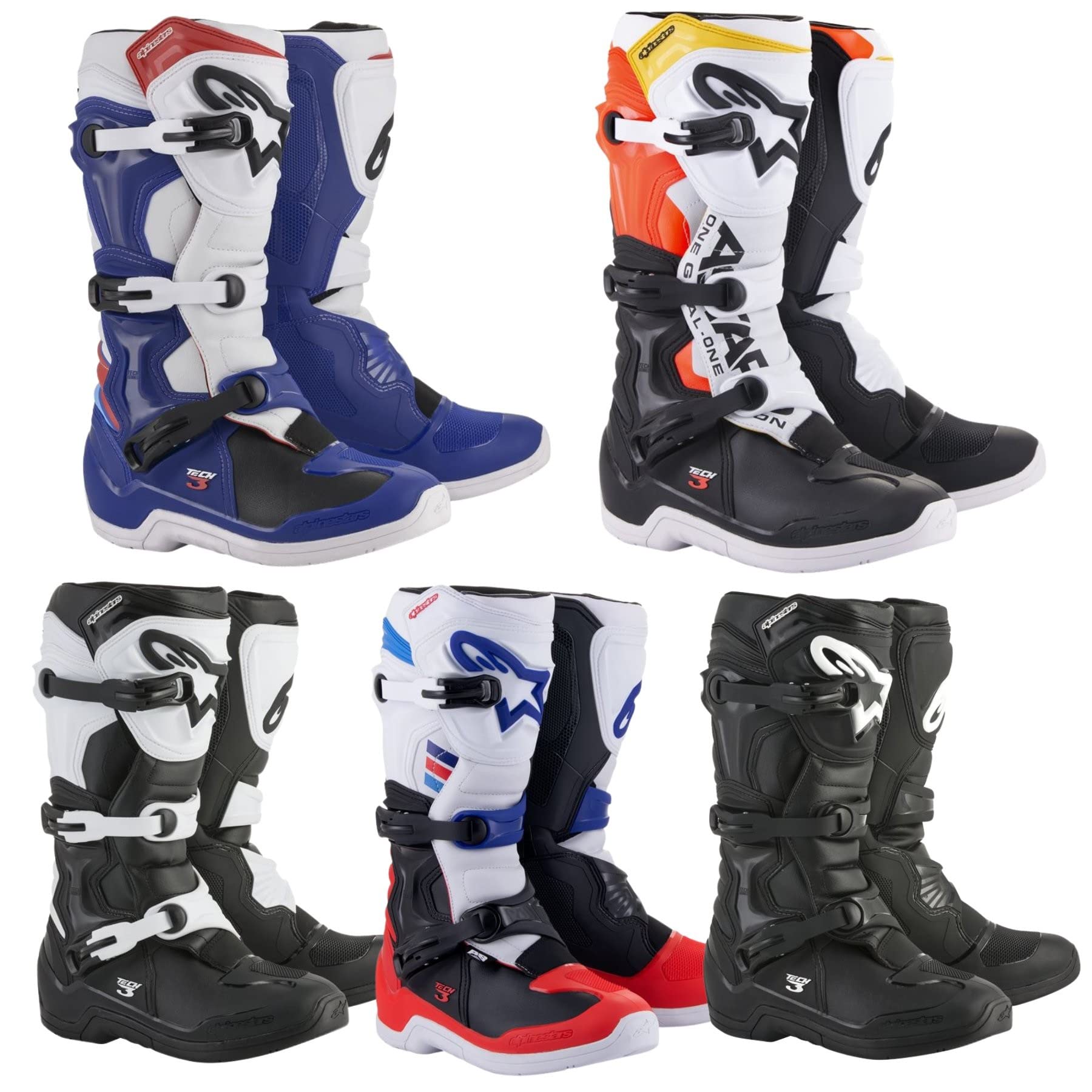 Alpinestars Youth Tech 3S Boots - White / Black / Enamel Blue - FREE UK