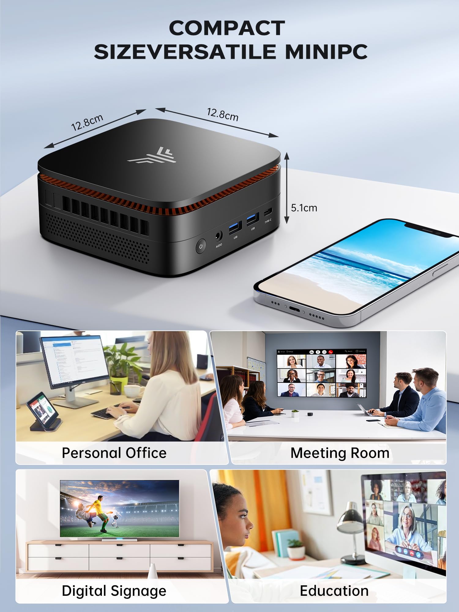 ACEMAGICIAN P1 Mini PC AMD Ryzen 4300U 3.7GHz 16GB DDR4 256GB M.2 SSD W11 Pro Micro Desktop Computer, Triple 4K Display, WiFi 5, BT4.2, Gigabit Ethernet – für Business, Heimkino