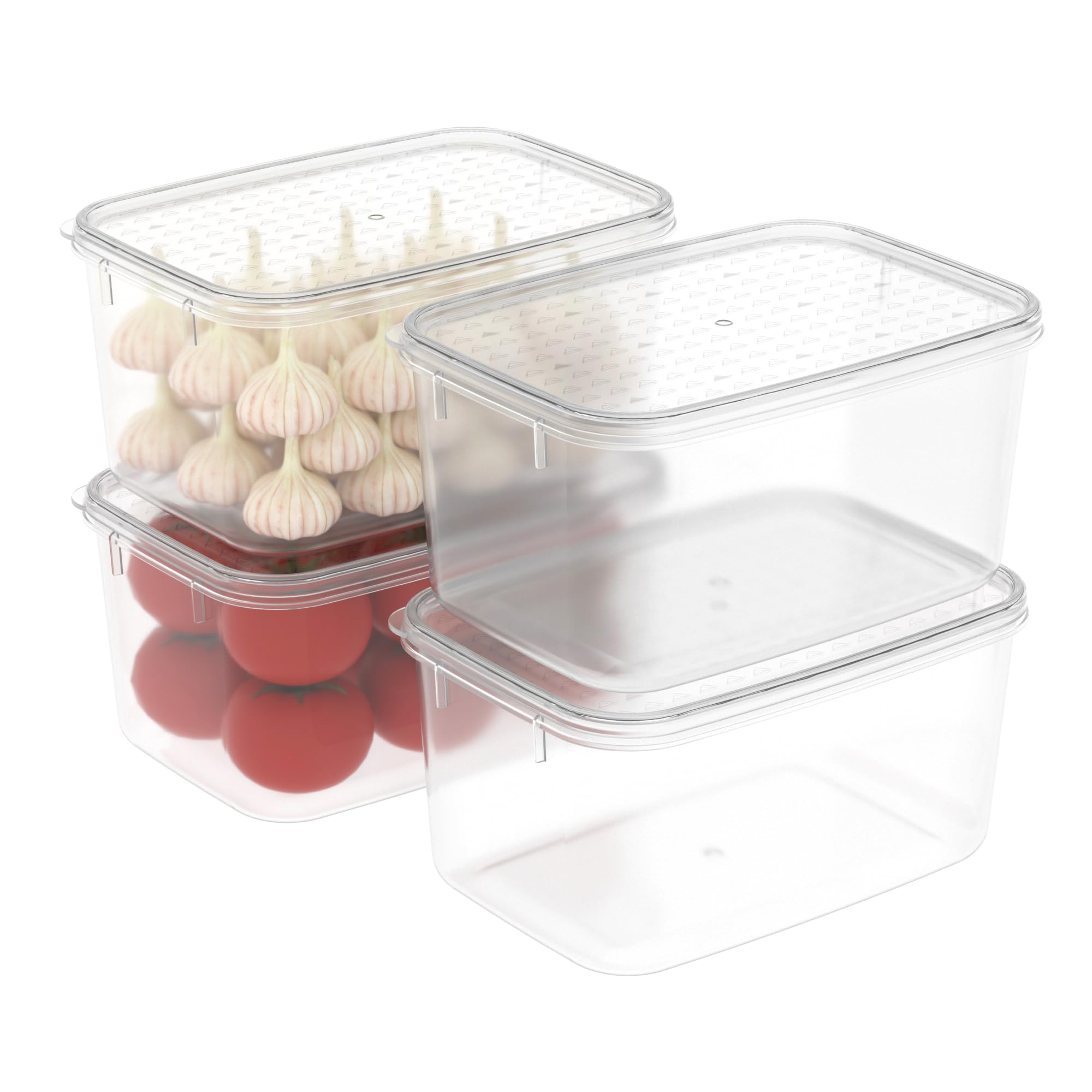 Cetomo 2.2L*4 Food Storage Containers,Microwave, Freezer and Dishwasher Safe, Lunch Boxes,Refrigerator Organizer Bins with Lid