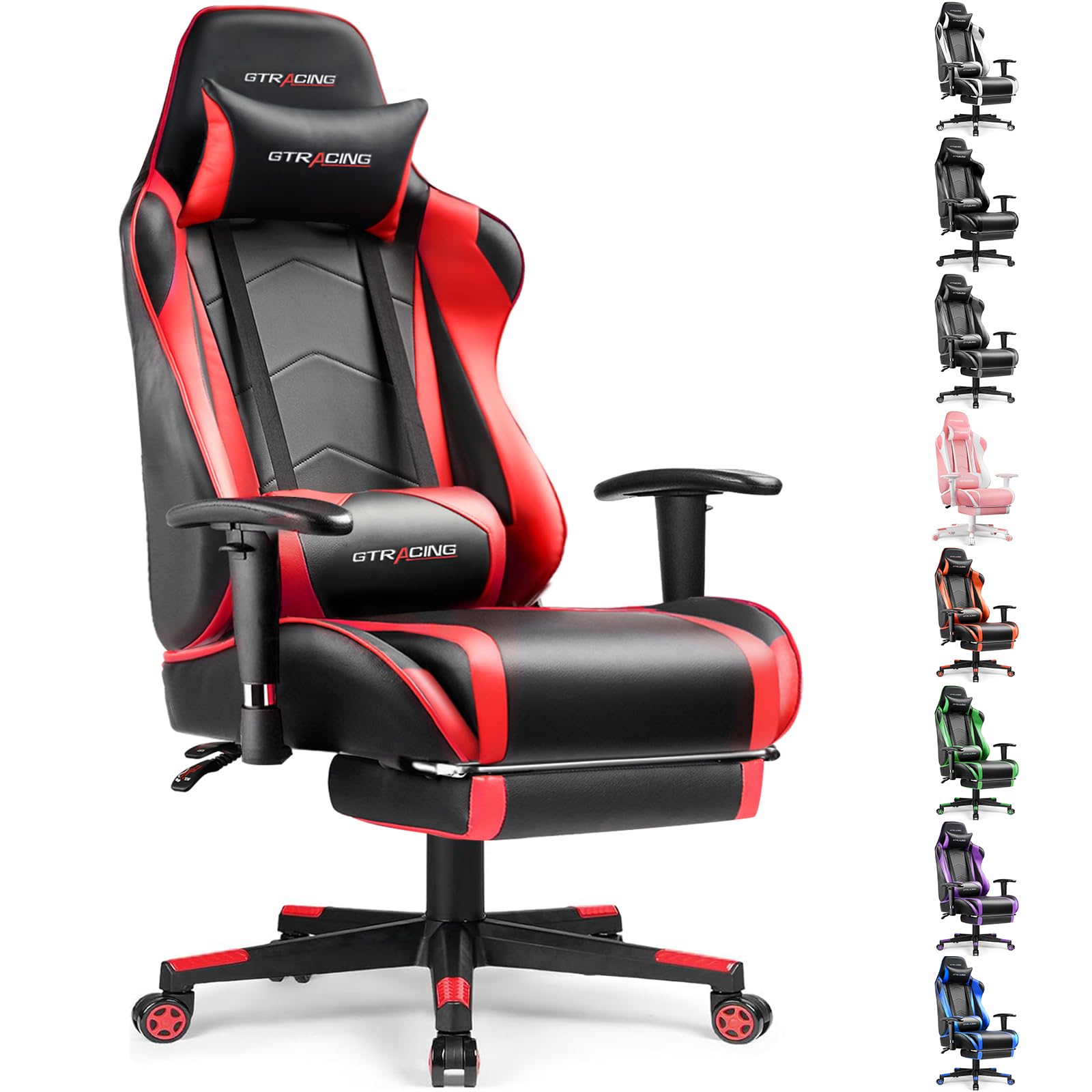GTRACING Gaming Chair with Footrest, High Back Computer Chair Ergonomic Game Desk Chair Racing Executive Adjustable Swivel Rocker with Headrest and