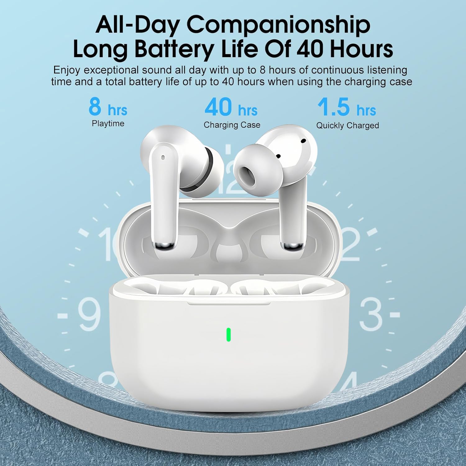 Cuffie Wireless Bluetooth 5.3 Hi-Fi – Auricolari In-Ear Con Cancellazione Del Rumore, 24h Autonomia, IPX8, Tocco E Pop-up