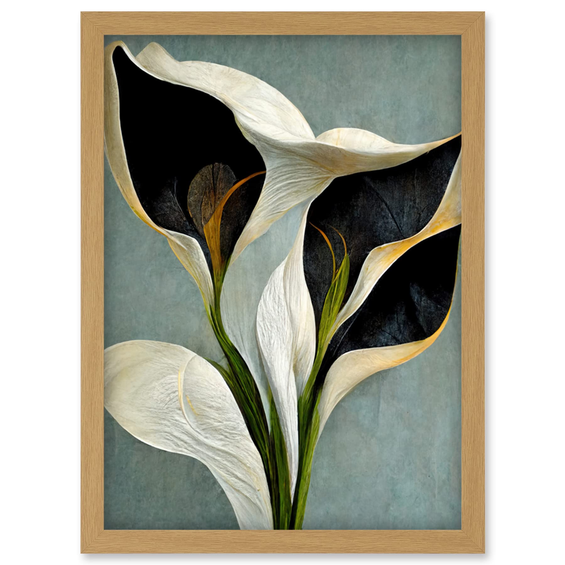 Doppelganger33 LTD White Calla Lily Flower Pistil Bouquet Elegant Artwork Framed Wall Art Print A4