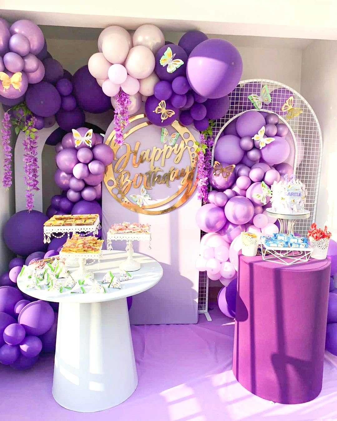 120 Stück Luftballon Girlande Dunke Lila mit 2 Sternballons, Ballons Girlande Pastell Lila und Metallic Lila Silber, Lila Luftballons für Mädchen Frauen Geburtstag Hochzeitstag Babyparty Party Deko