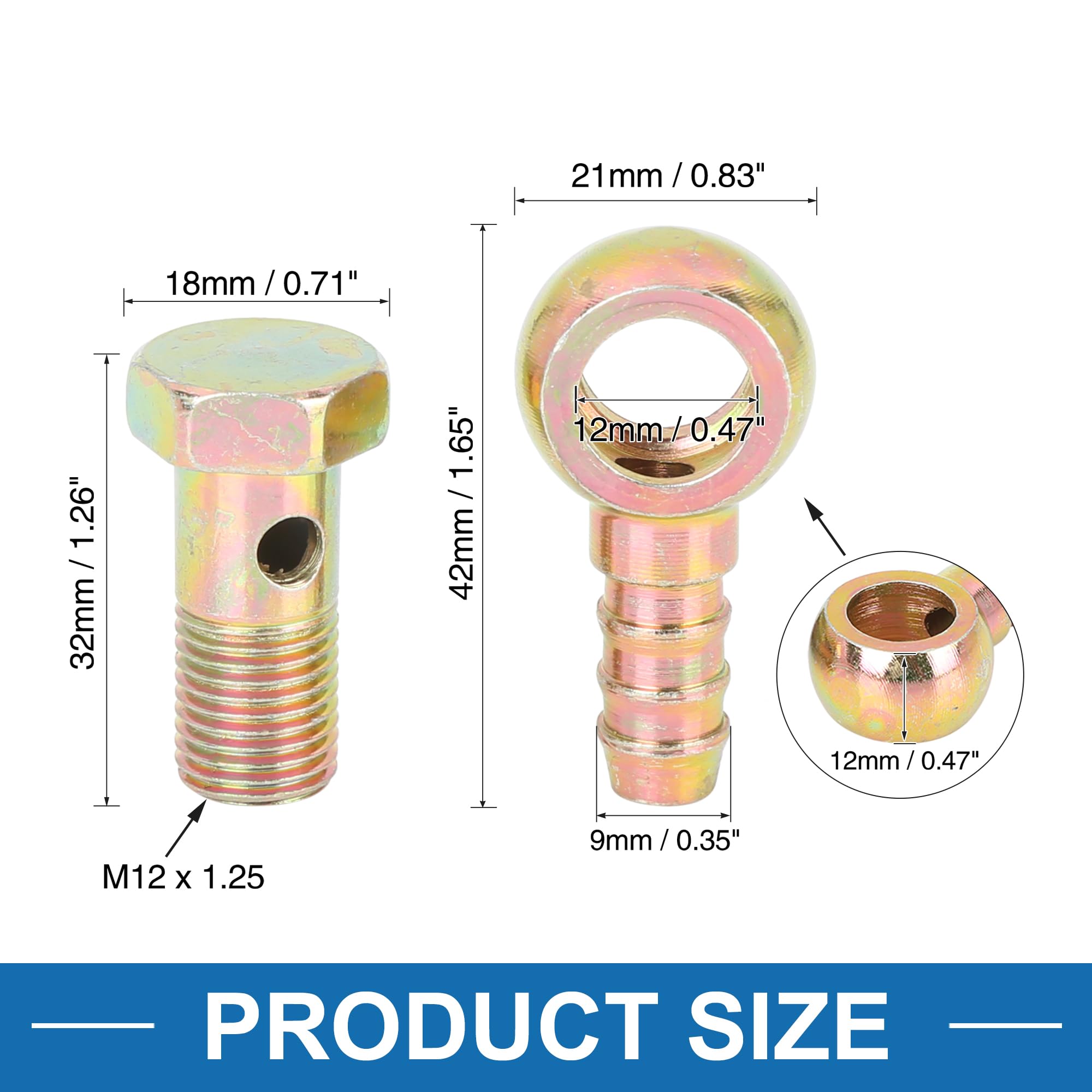 X AUTOHAUX Raccord Banjo 14mm Boulon Fileté M14x1.5 Avec Joints Cuivre - Moto Voiture