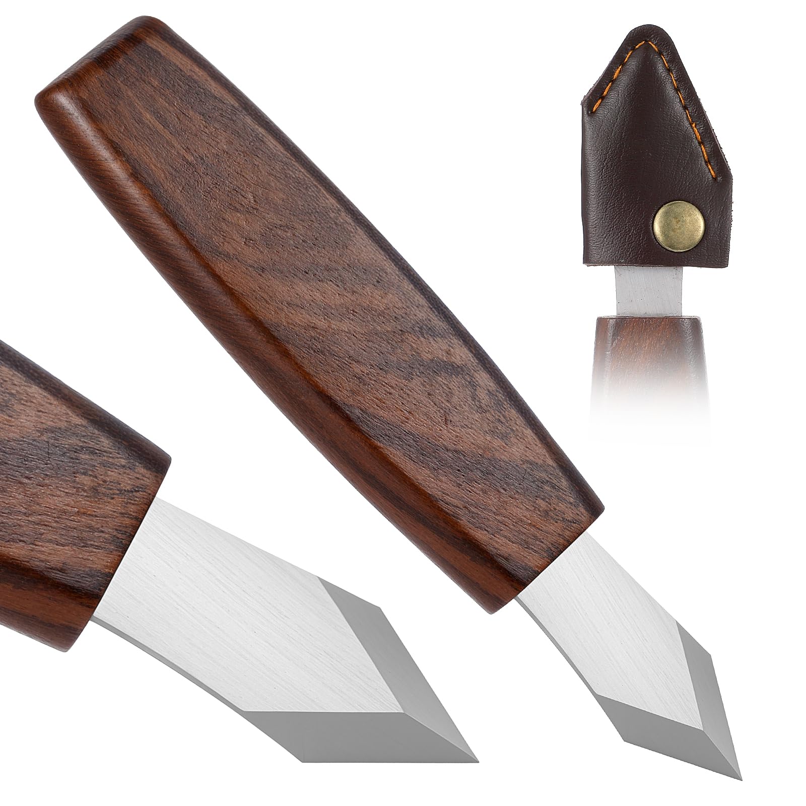 Cuchillo de marcado con funda de cuero, cuchillo de trazado de carpintería de alta calidad, hoja afilada doble biselada, mango de madera profesional, cortador de marcado de madera, herramienta