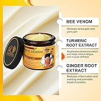 Vista 5 de Bee Venom - Crema curativa para articulaciones de cúrcuma, crema profesional de alivio para articulaciones y veneno de abeja, gel de alivio