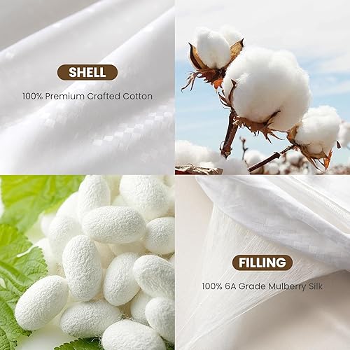 Miniatura 4 de THXSILK Edredón de seda de morera para todas las estaciones, 100% grado 6A, ropa de cama de seda larga natural de grado 6A, carcasa de algodón puro